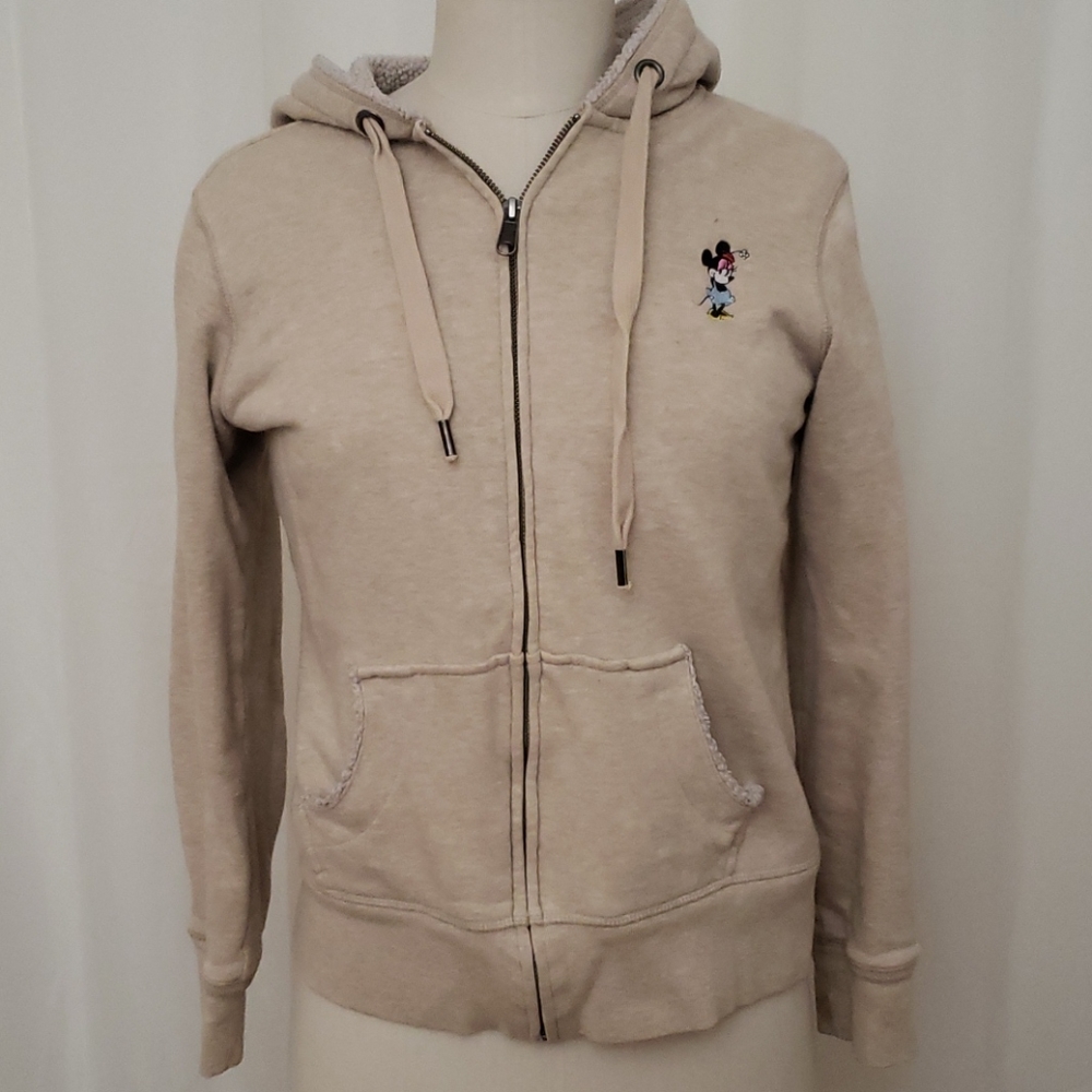 Disney Minnie Mouse Zipper Hoodie, Cream, Small